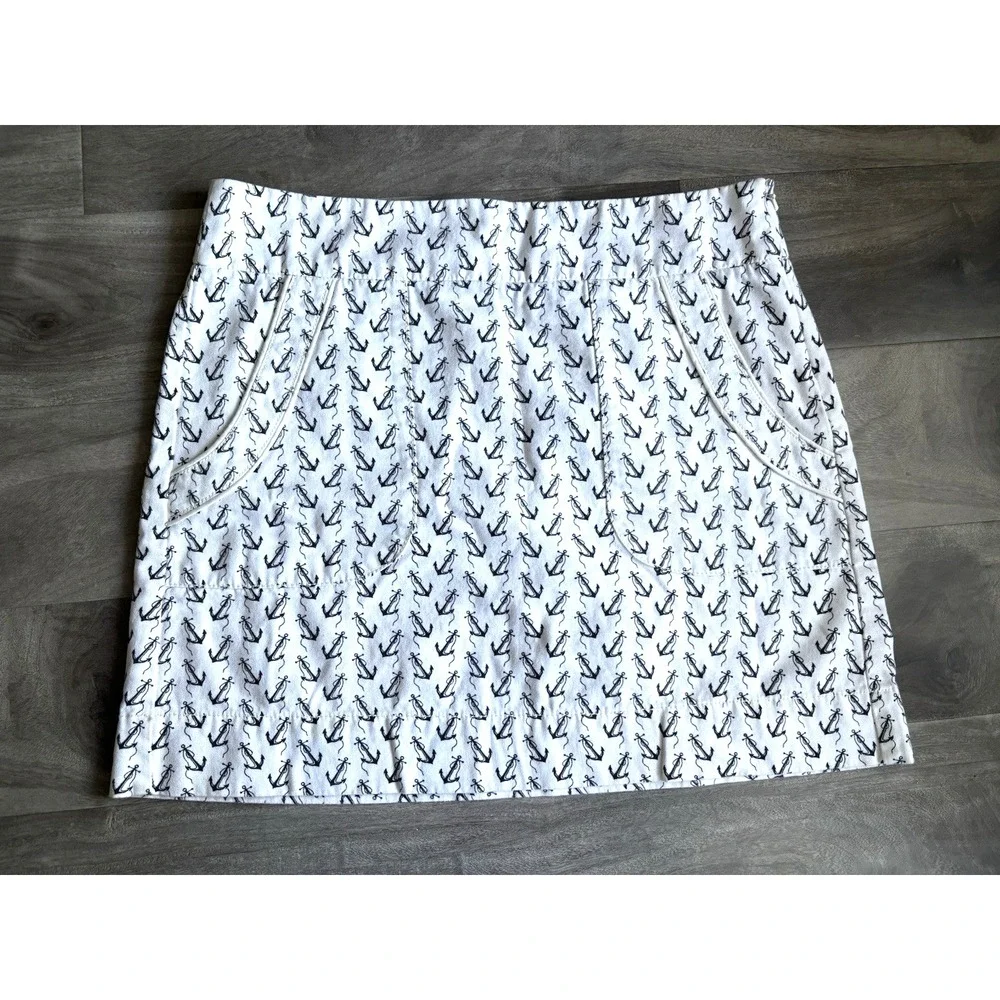 J crew Skirt‎ size 2 nautical theme anchors black and white
